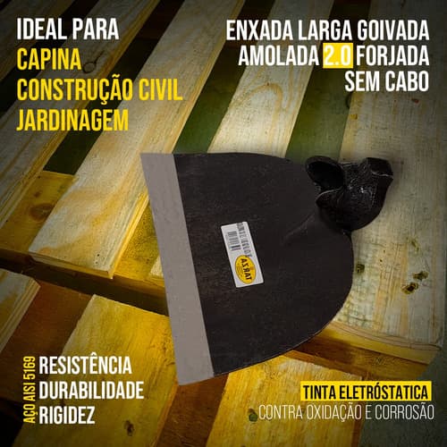 6un Enxada Larga Goivada 2.0 Forjada Amolada Sem Cabo