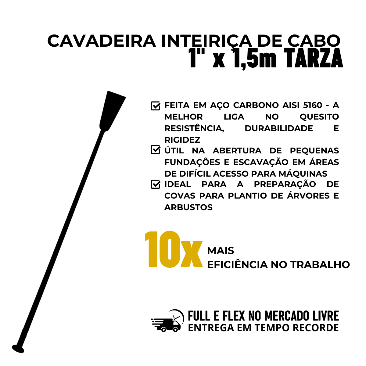 Cavadeira Inteiriça De Cabo  1" x 1,5 M Tarza Larga