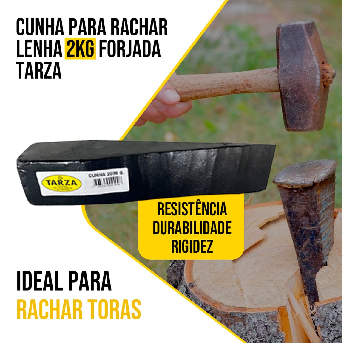 Cunha Para Rachar Lenha 2kg Forjada Tarza
