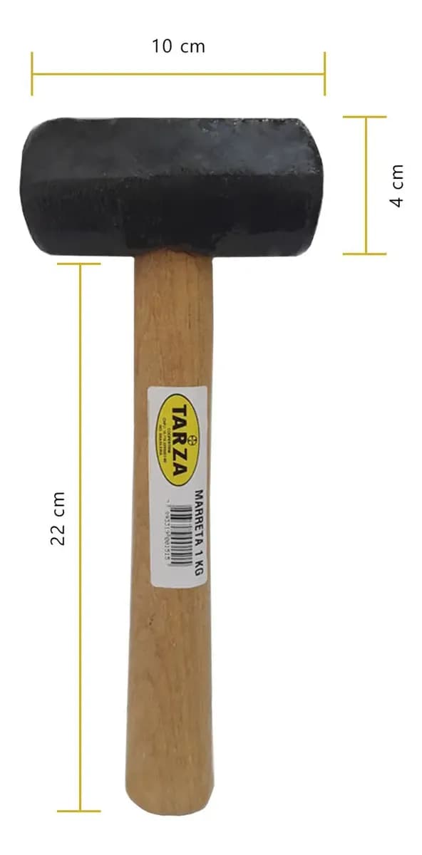 Marreta 1kg Talhadeira Cromada 12 +ponteiro 12 Forjado Tarza
