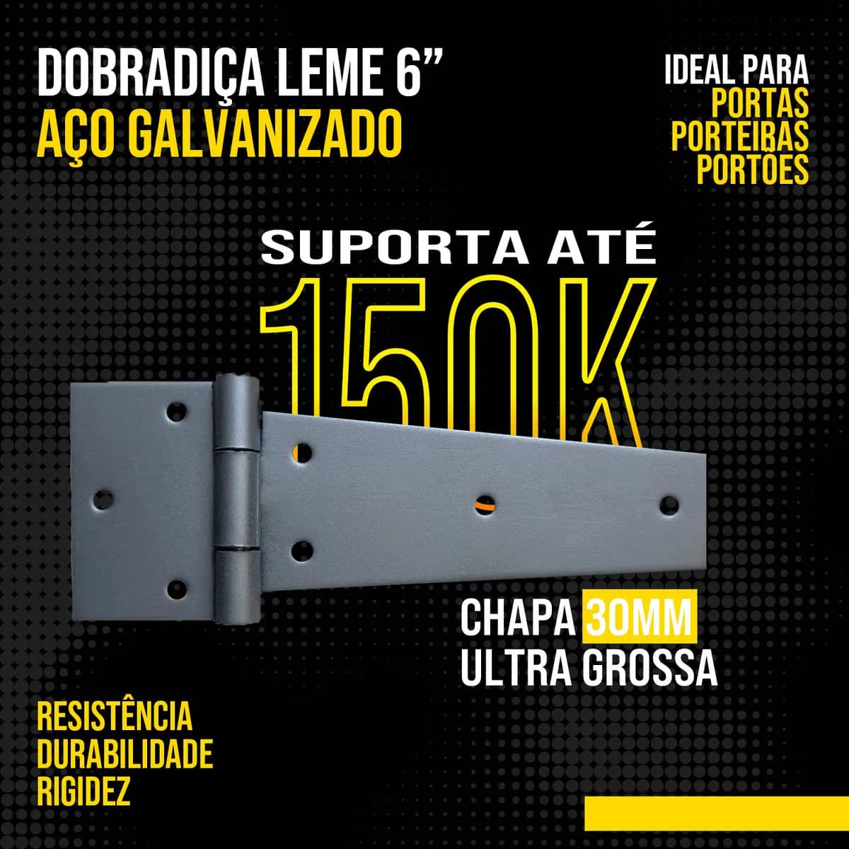Par de Dobradiça Leme 6 Polegadas 150mm Suporta 150 kg TARZA