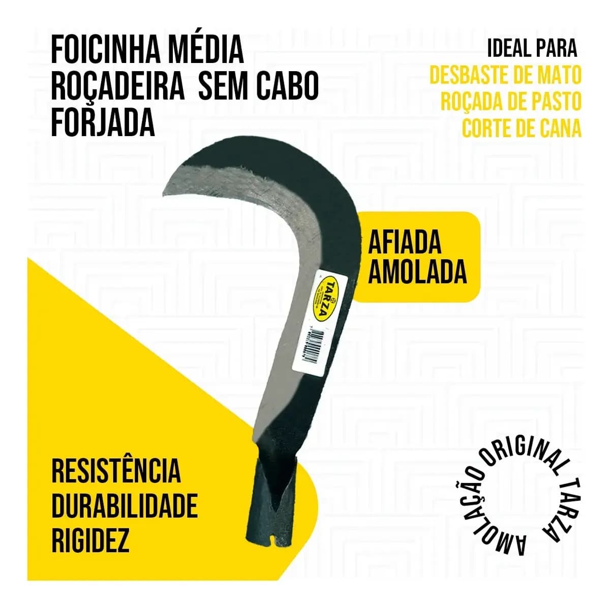 Foice Meia Lua Forjada Tarza Sem Cabo