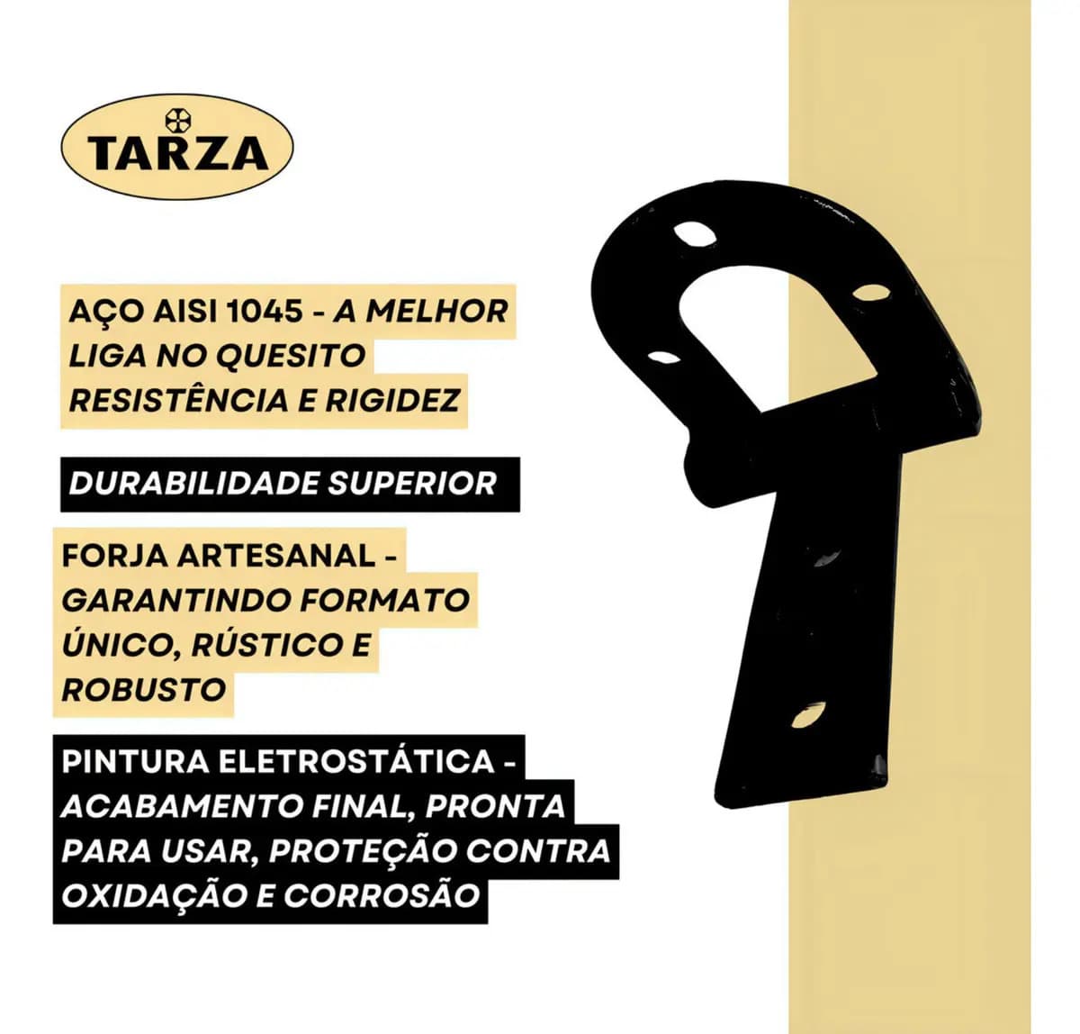 Dobradiça Porteira Ferradura Forjada 140mm Tarza - 6un