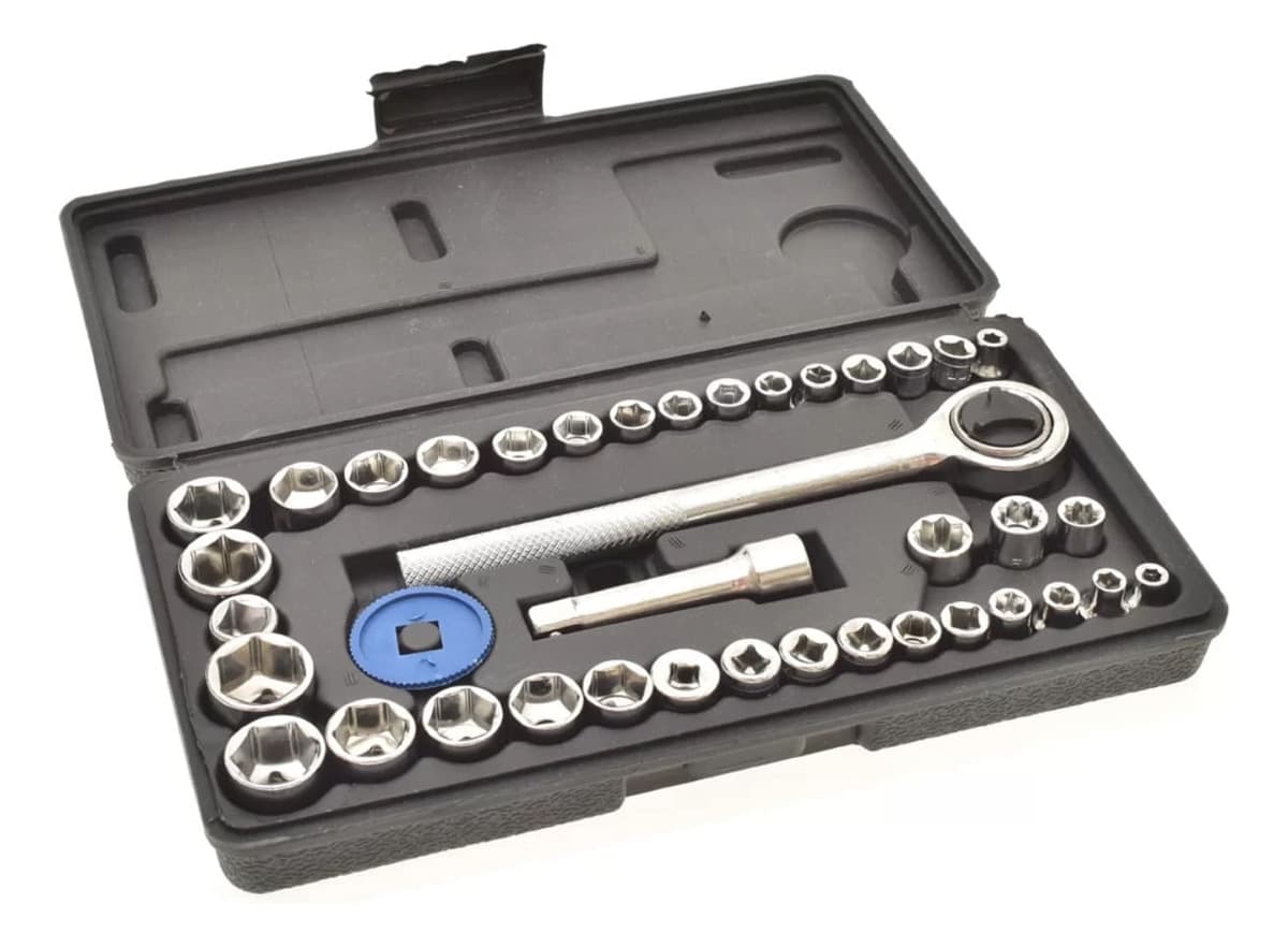 Jogo Soquete Sextavado 40 pcs C/Chave Catraca