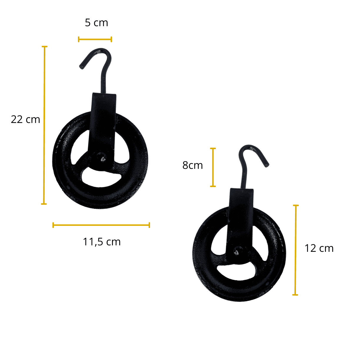 Roldana Poço Polia Carretilha Com Gancho 12cm 120kg Tarza