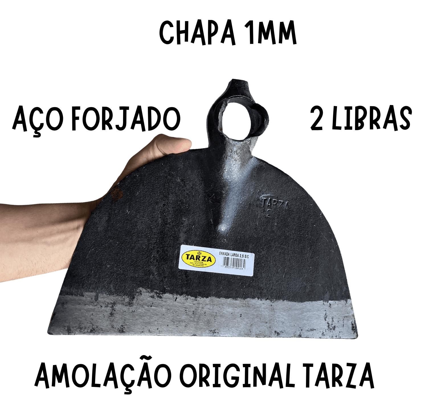 Enxada Larga Forjada AMOLADA 2.5 Sem Cabo TARZA