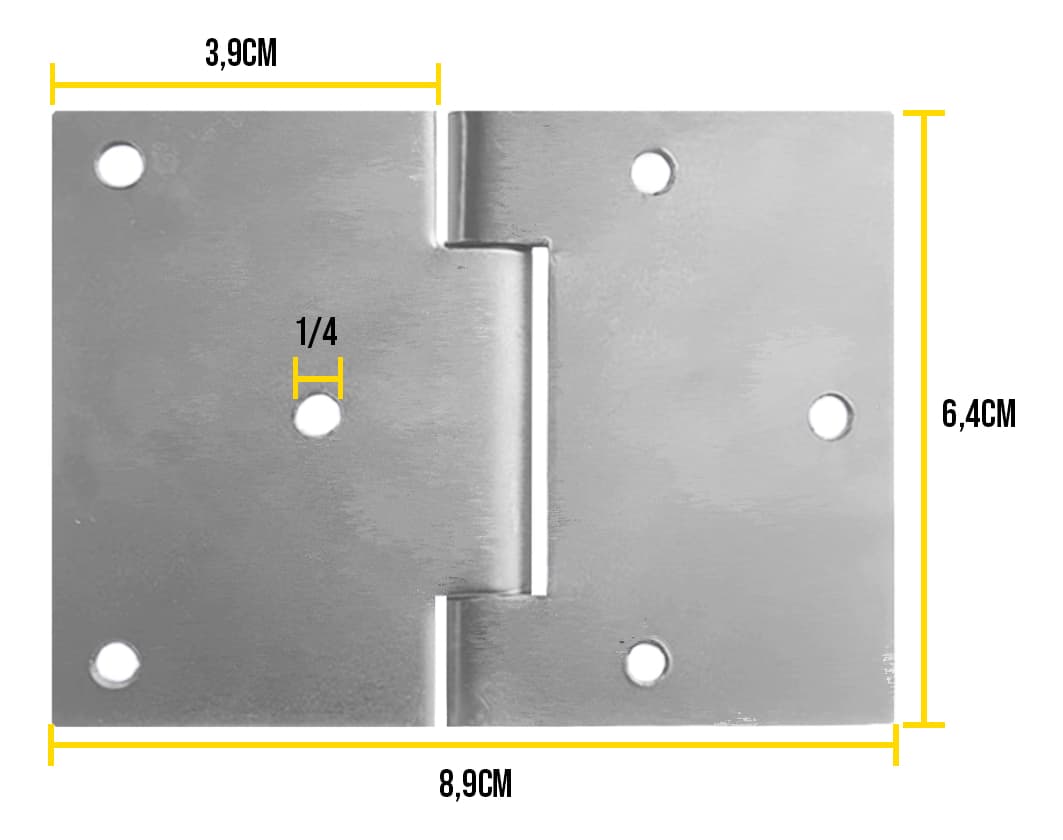 Dobradiça Quadrada Nº 00 Aço Furo 1/4 Tarza