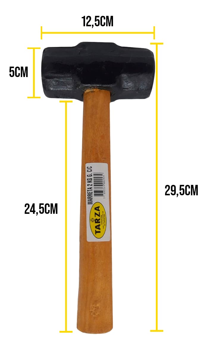 Marreta 2kg Rústica Forjada  Tarza Com Cabo