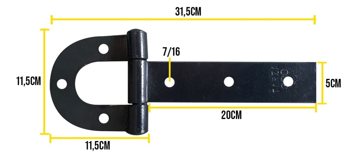 4U Dobradiça Ferradura 300mm + 2U Tranca automatica Tarza