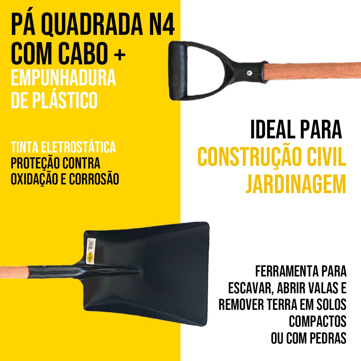 Pá Quadrada N 4 Com Cabo Y Plástico