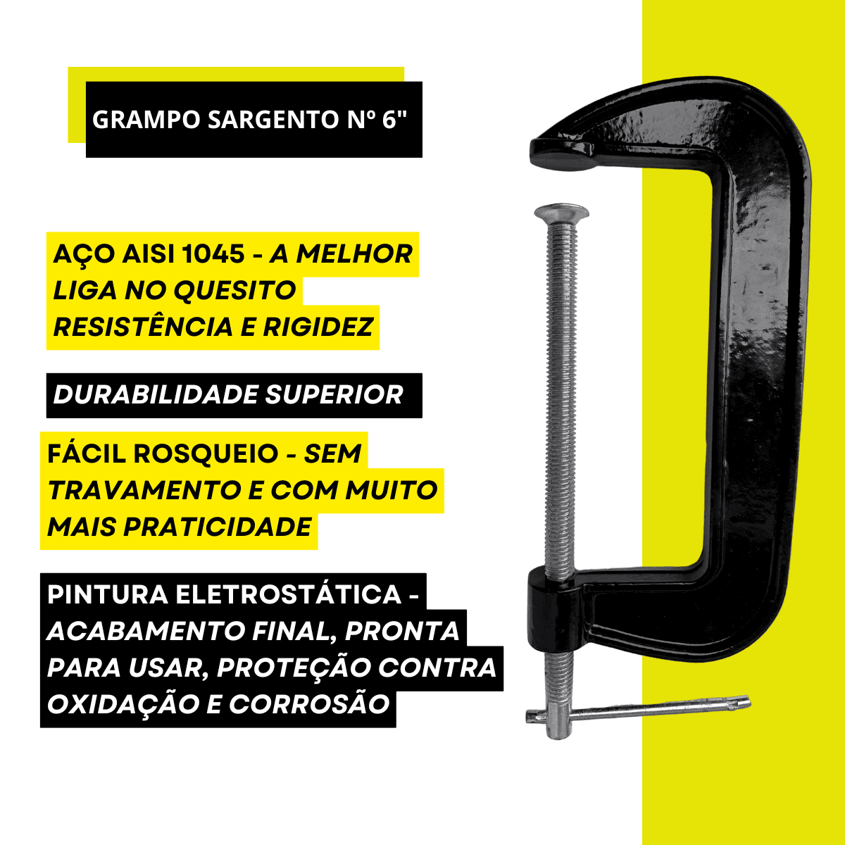 Grampo Sargento Marceneiro Tipo C Leve 6” Polegadas TARZA