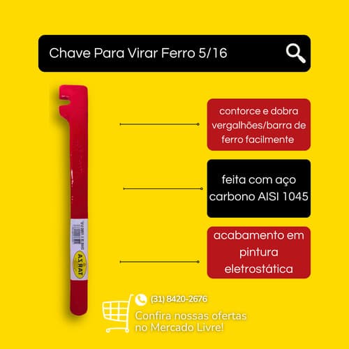 2u Chave Para Virar Ferro/ Estribo 5/16 Forjada Tarza