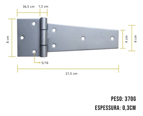 6 Un Dobradiça Leme 6  150mm Suporta 150 Kg Galvanizada