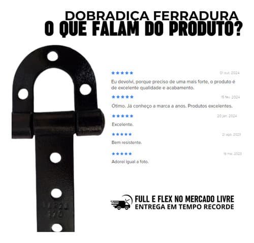 3u Dobradiça Ferradura Aço Forjado Chapa Grossa 170mm Tarza