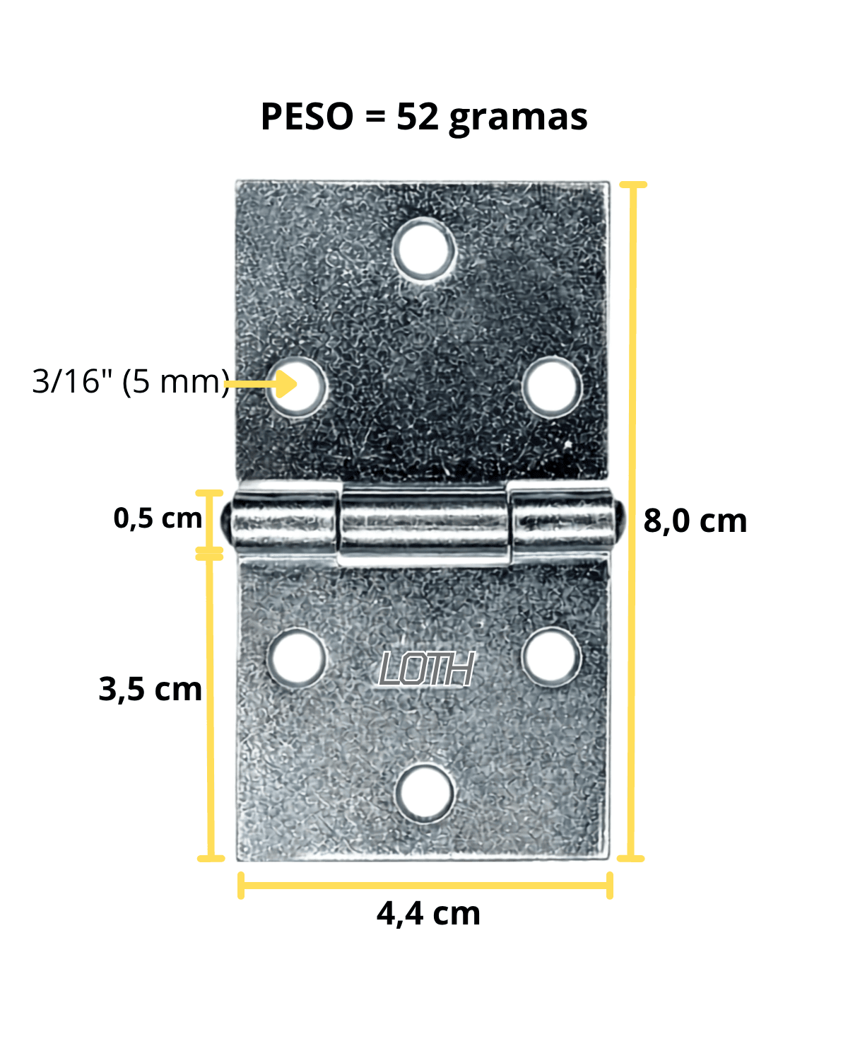 DOBRADIÇA QUADRADA GALVANIZADA 23317 - 1,75" 4,4 CM LOTH