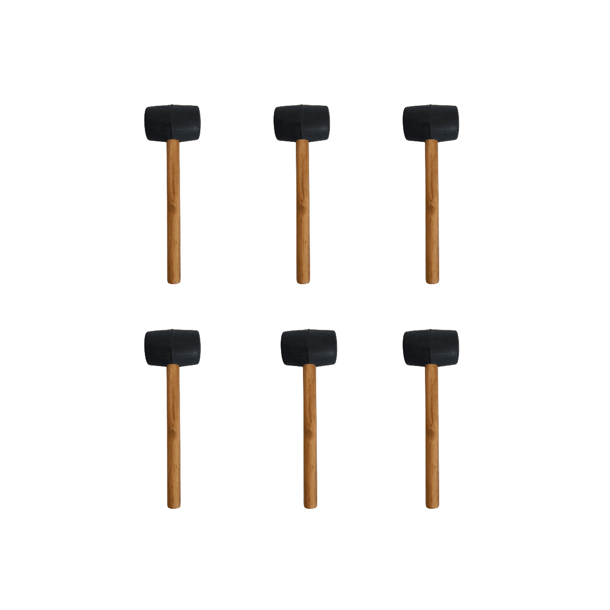 6x Martelo Borracha Preta 40mm Marreta Martelinho Piso 08oz