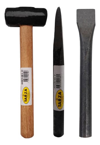 Marreta 500g + Talhadeira Red. 8' + Ponteiro Red. 8' Tarza