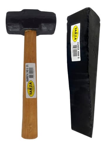 Marreta 2kg + Cunha 4kg Forjada Tarza Kit