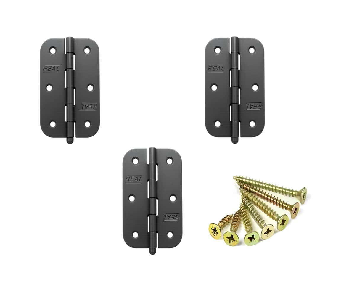 3 Un Dobradiça 3"X2.0 Pino Solto Canto Redondo Real + Parafusos