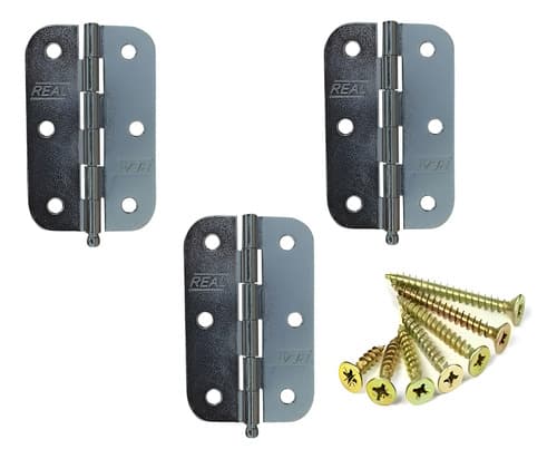3 Un Dobradiças 3 X2cm Pino Solto Canto Redondo Zincada Real