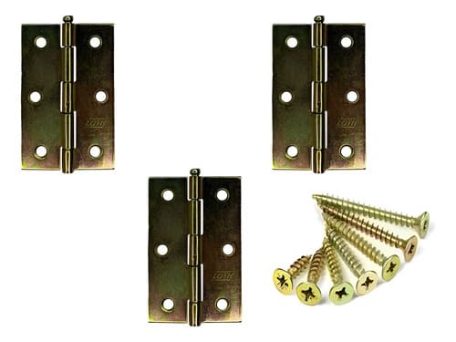 3 Un Dobradiça 3 X2.0 Pino Solto Bicromada + Parafusos