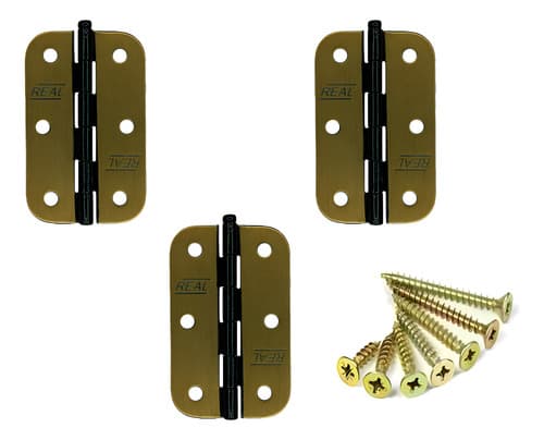 3 Un Dobradiça Flo 3x2cm Pino Solto Canto Redondo + Parafuso