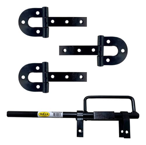3un Dobradiça Ferradura 220mm + Tranca Metralhadora Tarza